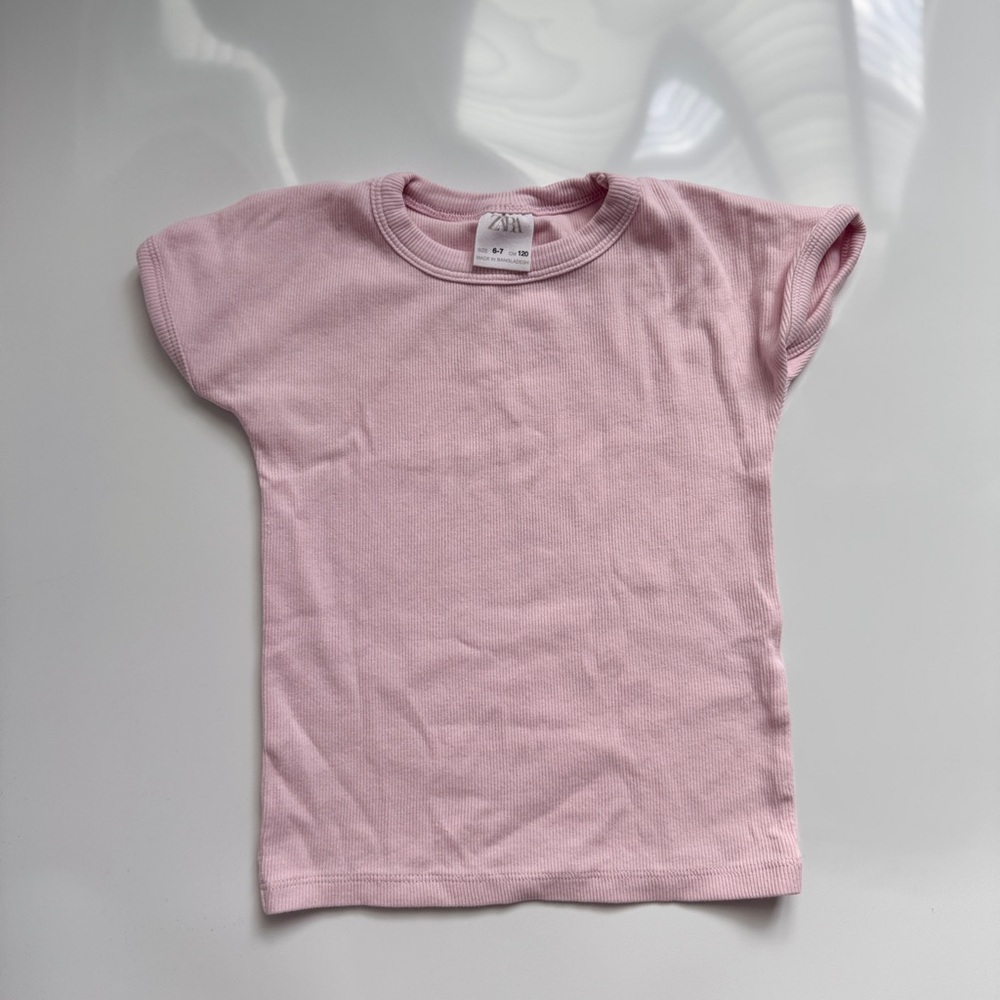 Zara 4T Kids Pink Ribbed T-Shirt (Girls)